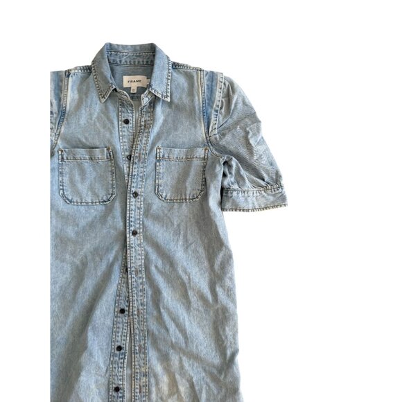 FRAME Light Wash Denim Button Down Dress Size X Small - Picture 7 of 8